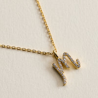 18K Gold Filled Pave Initial  Pendant Necklace