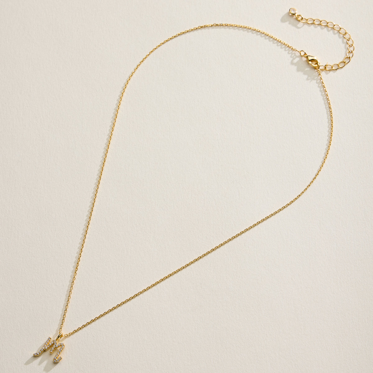 18K Gold Filled Pave Initial  Pendant Necklace