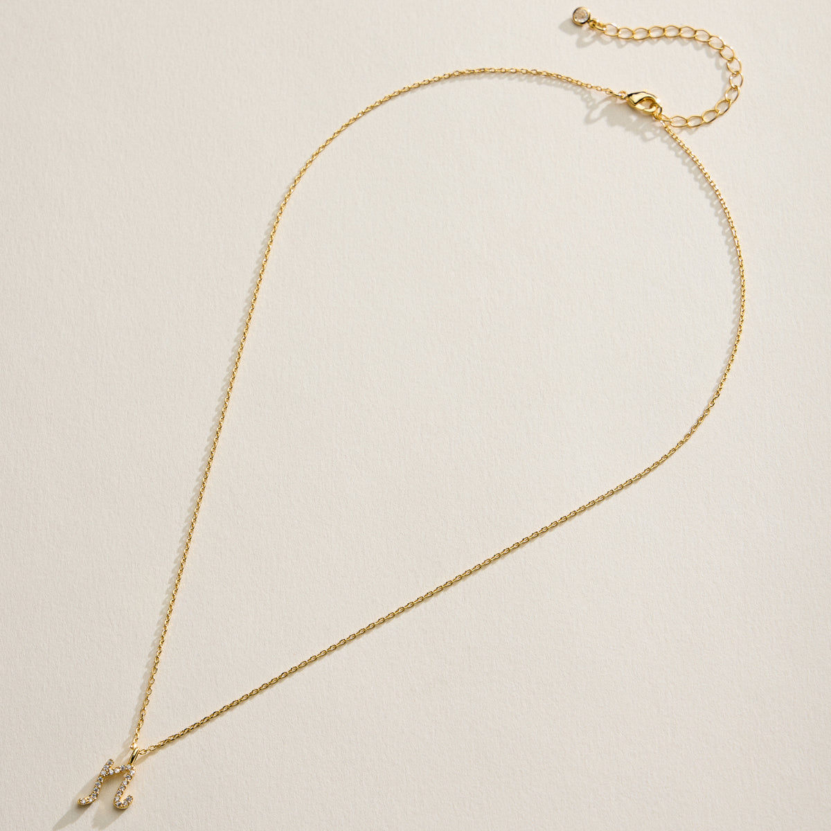 18K Gold Filled Pave Initial  Pendant Necklace