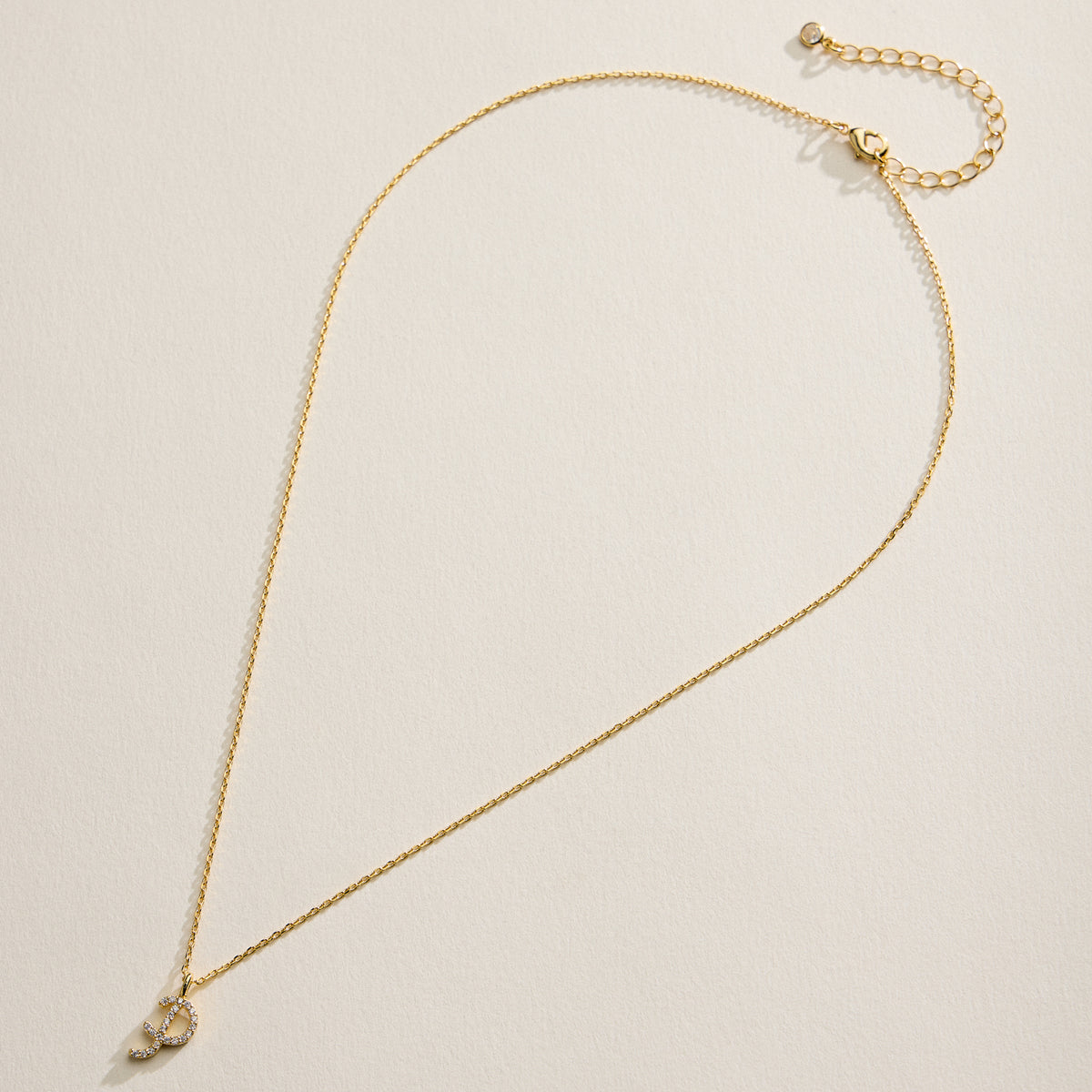 18K Gold Filled Pave Initial  Pendant Necklace