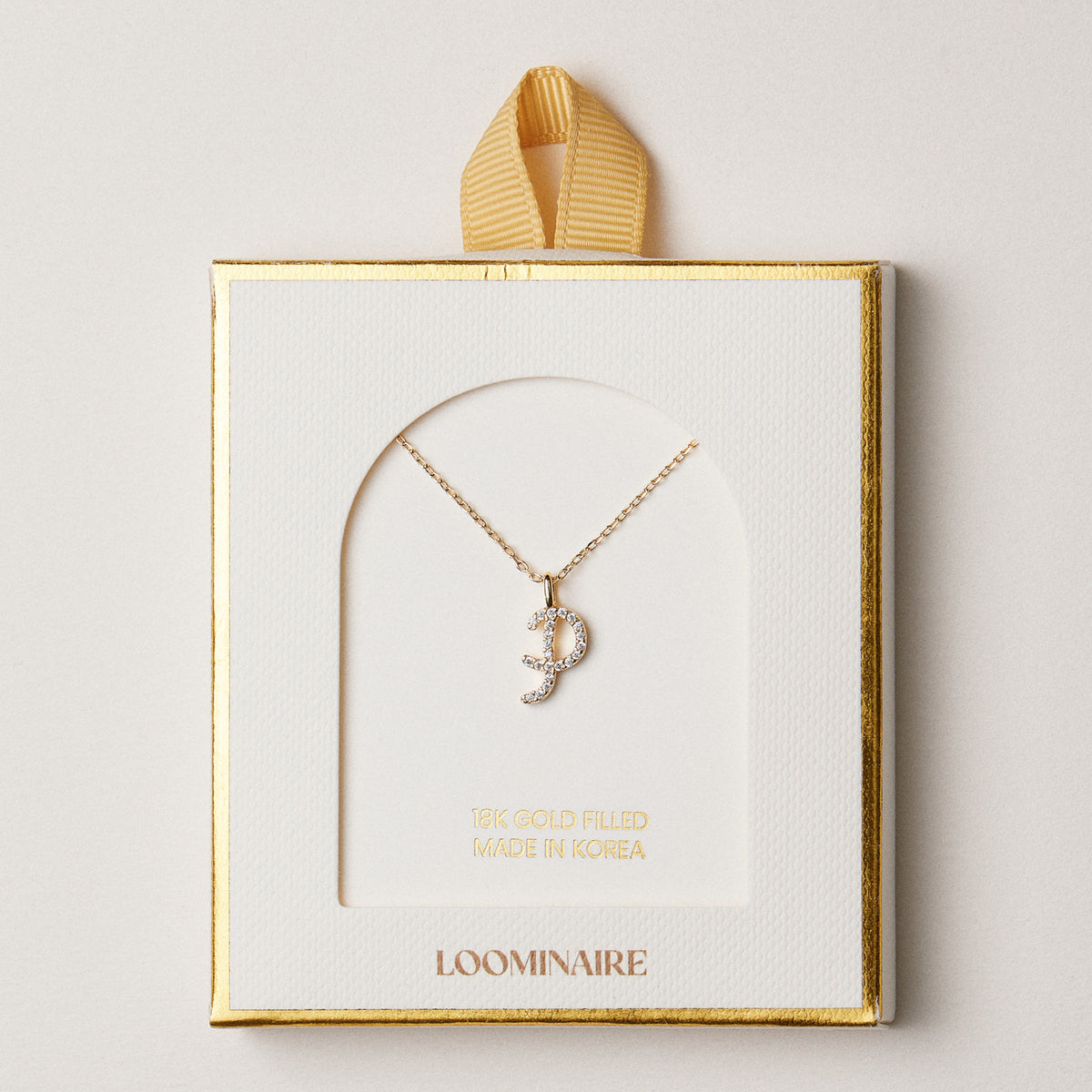 18K Gold Filled Pave Initial  Pendant Necklace