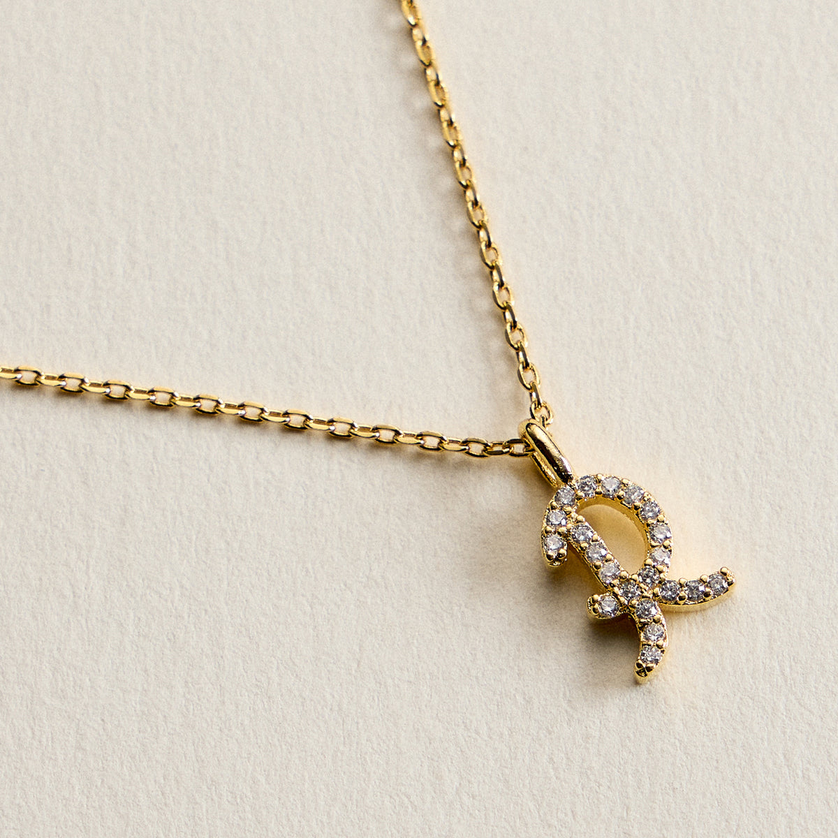18K Gold Filled Pave Initial  Pendant Necklace