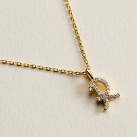 18K Gold Filled Pave Initial  Pendant Necklace
