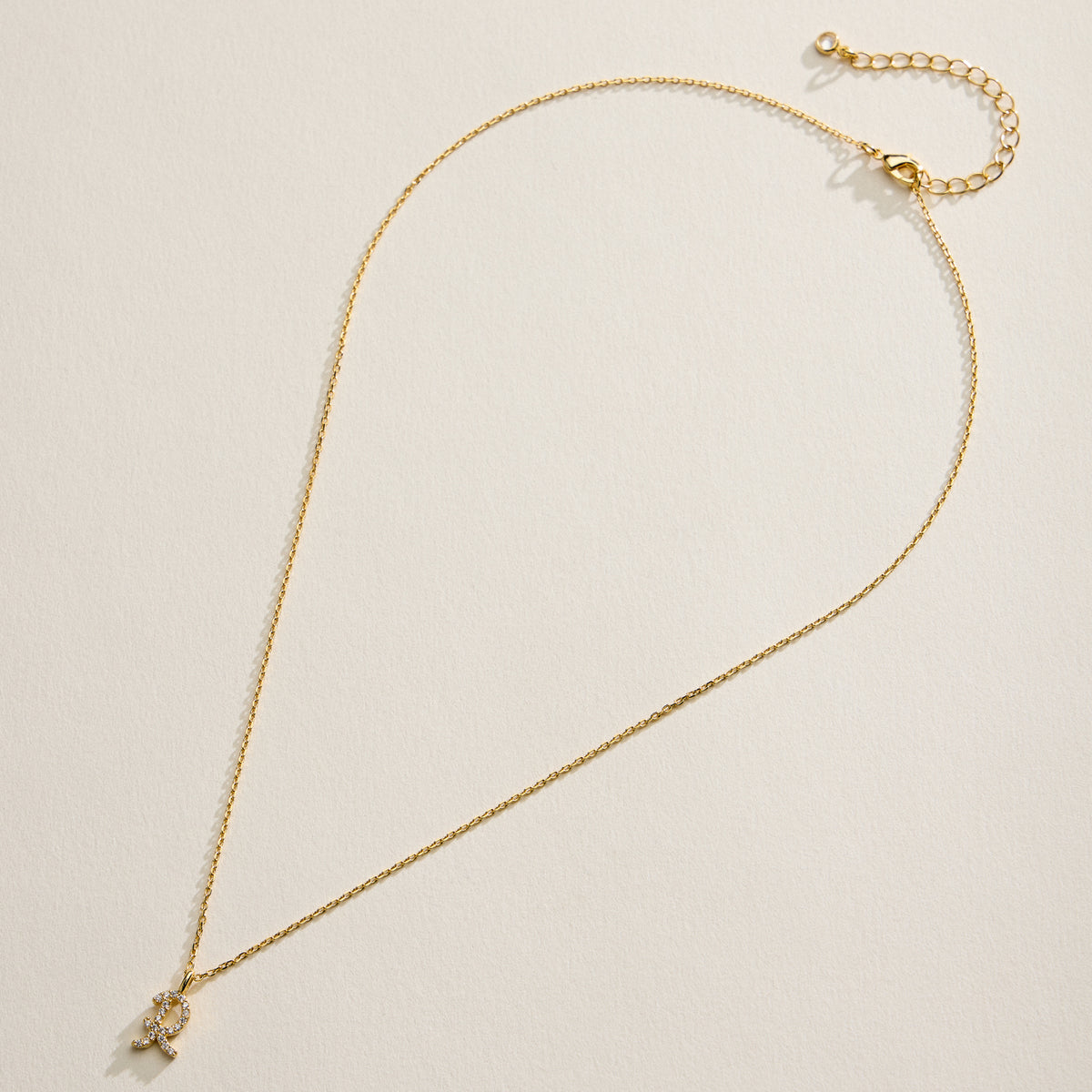18K Gold Filled Pave Initial  Pendant Necklace