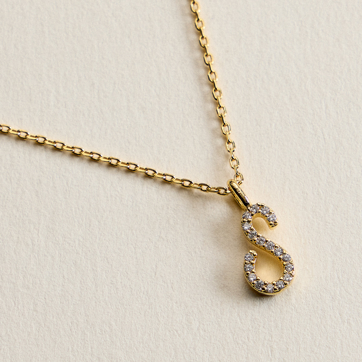 18K Gold Filled Pave Initial  Pendant Necklace