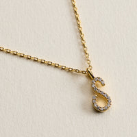 18K Gold Filled Pave Initial  Pendant Necklace