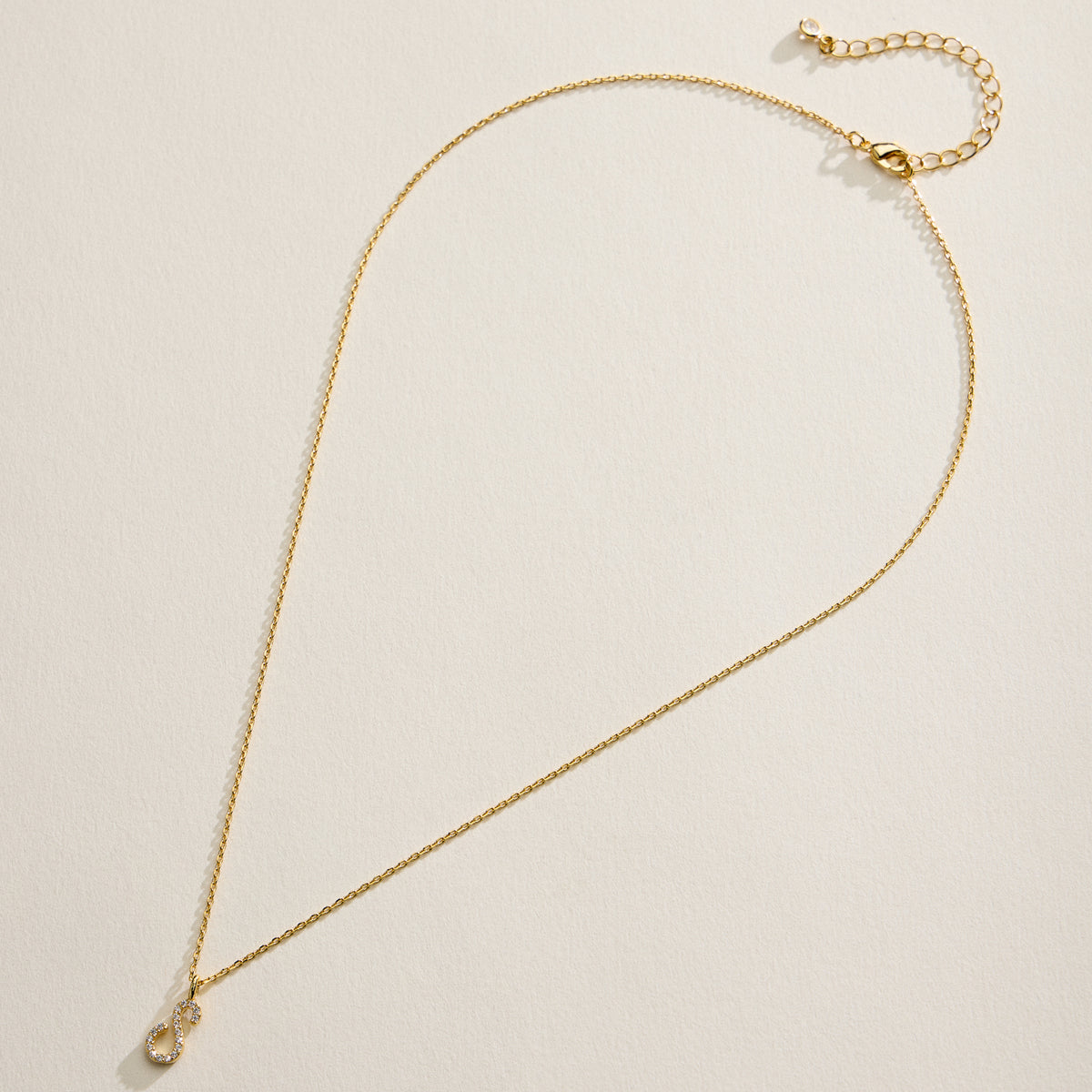 18K Gold Filled Pave Initial  Pendant Necklace