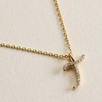 18K Gold Filled Pave Initial  Pendant Necklace