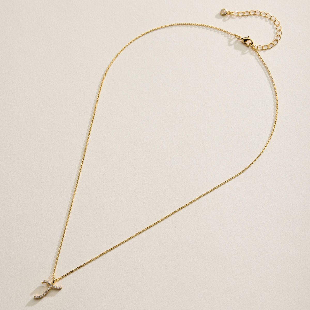 18K Gold Filled Pave Initial  Pendant Necklace