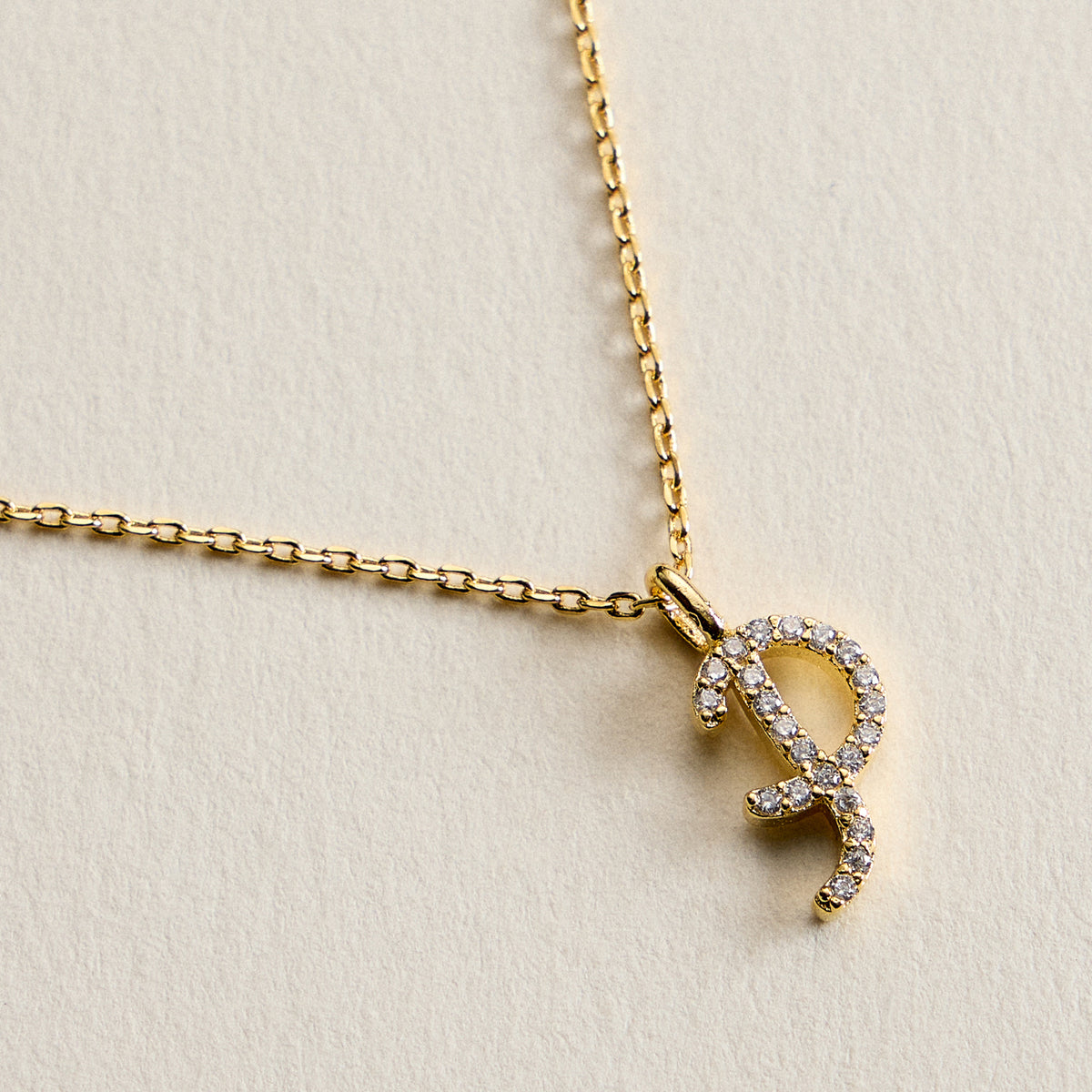 18K Gold Filled Pave Initial  Pendant Necklace