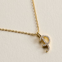 18K Gold Filled Pave Initial  Pendant Necklace