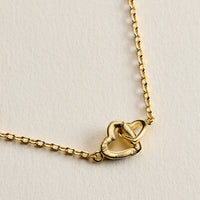 18K Gold Filled Interlocking Double Heart Necklace – Dainty Adjustable Love Pendant Necklace Made in Korea