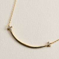 18K Gold Filled Curved Bar Cross Necklace – Dainty CZ Sideways Cross Pendant Necklace Made in Korea