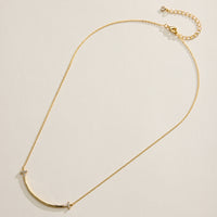 18K Gold Filled Curved Bar Cross Necklace – Dainty CZ Sideways Cross Pendant Necklace Made in Korea