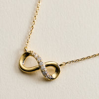 Gold Filled CZ Infinity Necklace – Dainty Adjustable Infinity Pendant Necklace Mae in Korea