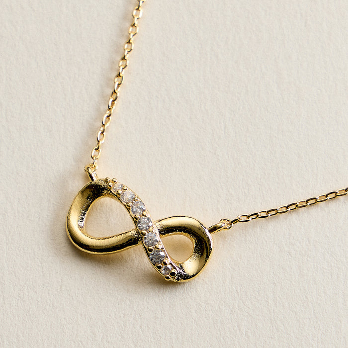 Gold Filled CZ Infinity Necklace – Dainty Adjustable Infinity Pendant Necklace Mae in Korea