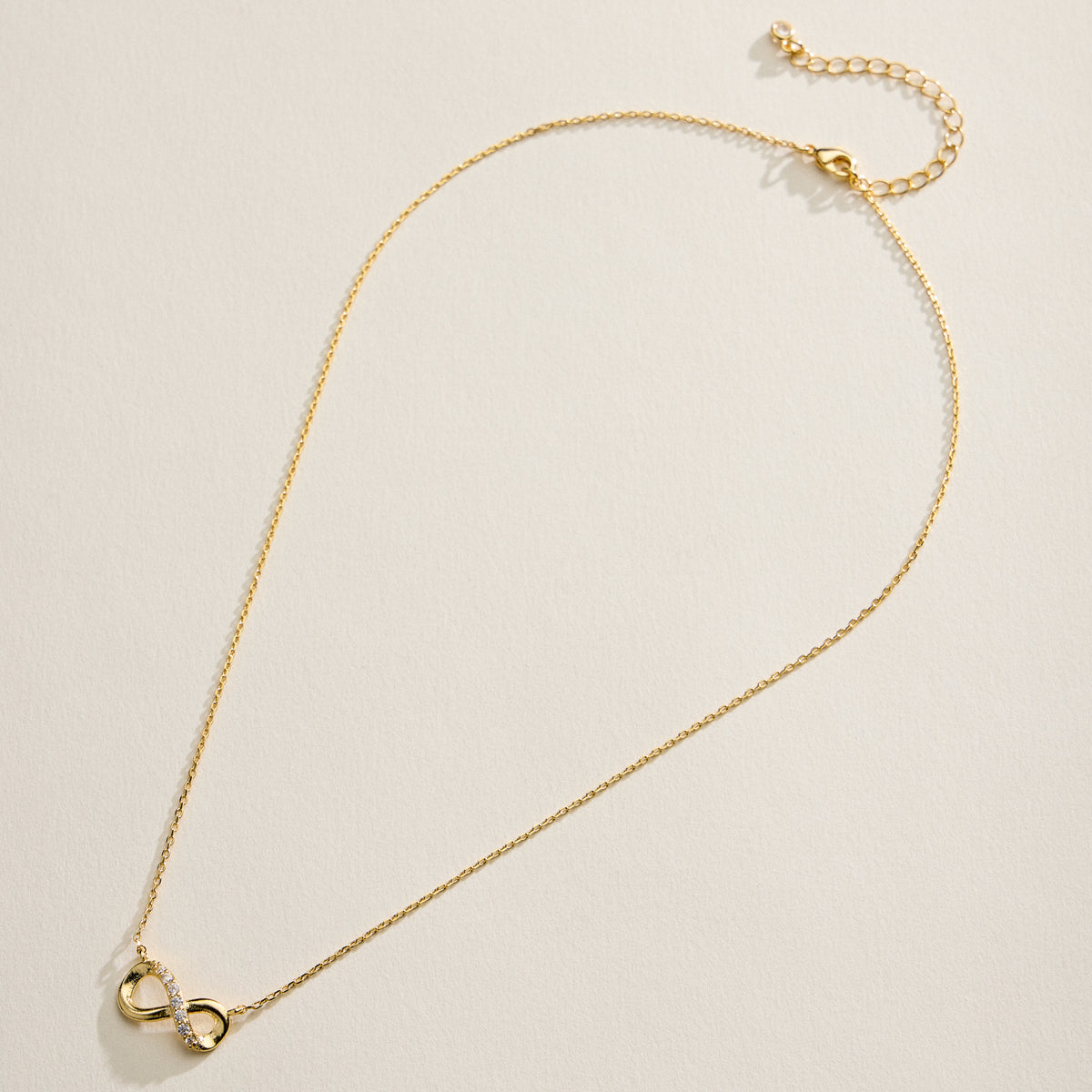 18K Gold Filled CZ Infinity Necklace – Dainty Adjustable Infinity Pendant Necklace Mae in Korea