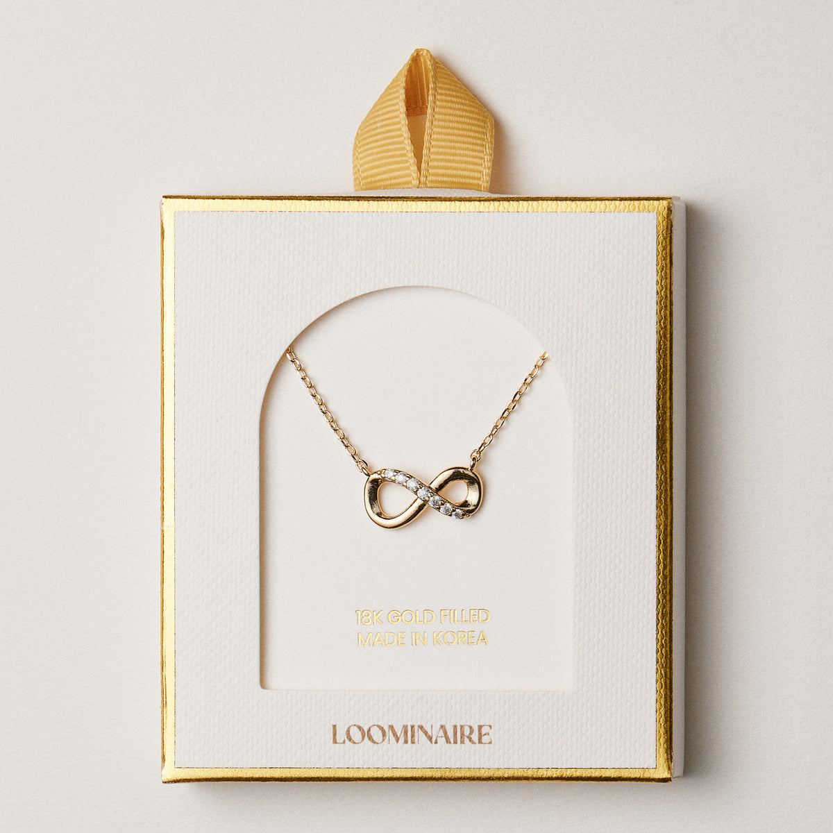 18K Gold Filled CZ Infinity Necklace – Dainty Adjustable Infinity Pendant Necklace Mae in Korea