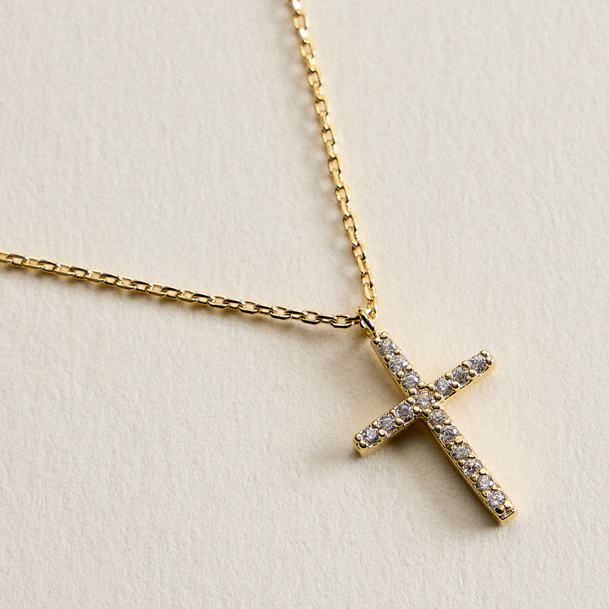 18K Gold Filled CZ Cross Necklace – Dainty Pave Cross Pendant Necklace Made In Korea