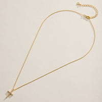 18K Gold Filled CZ Cross Necklace – Dainty Pave Cross Pendant Necklace Made In Korea