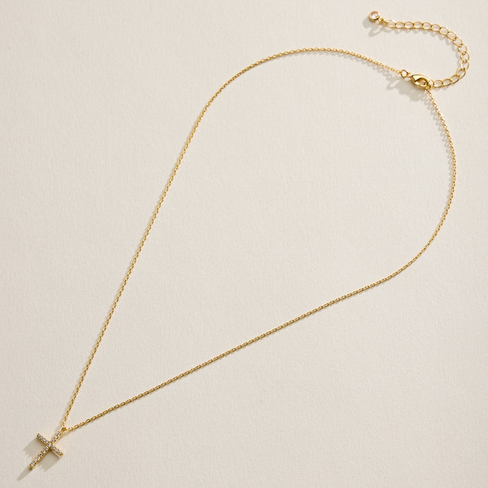 18K Gold Filled CZ Cross Necklace – Dainty Pave Cross Pendant Necklace Made In Korea