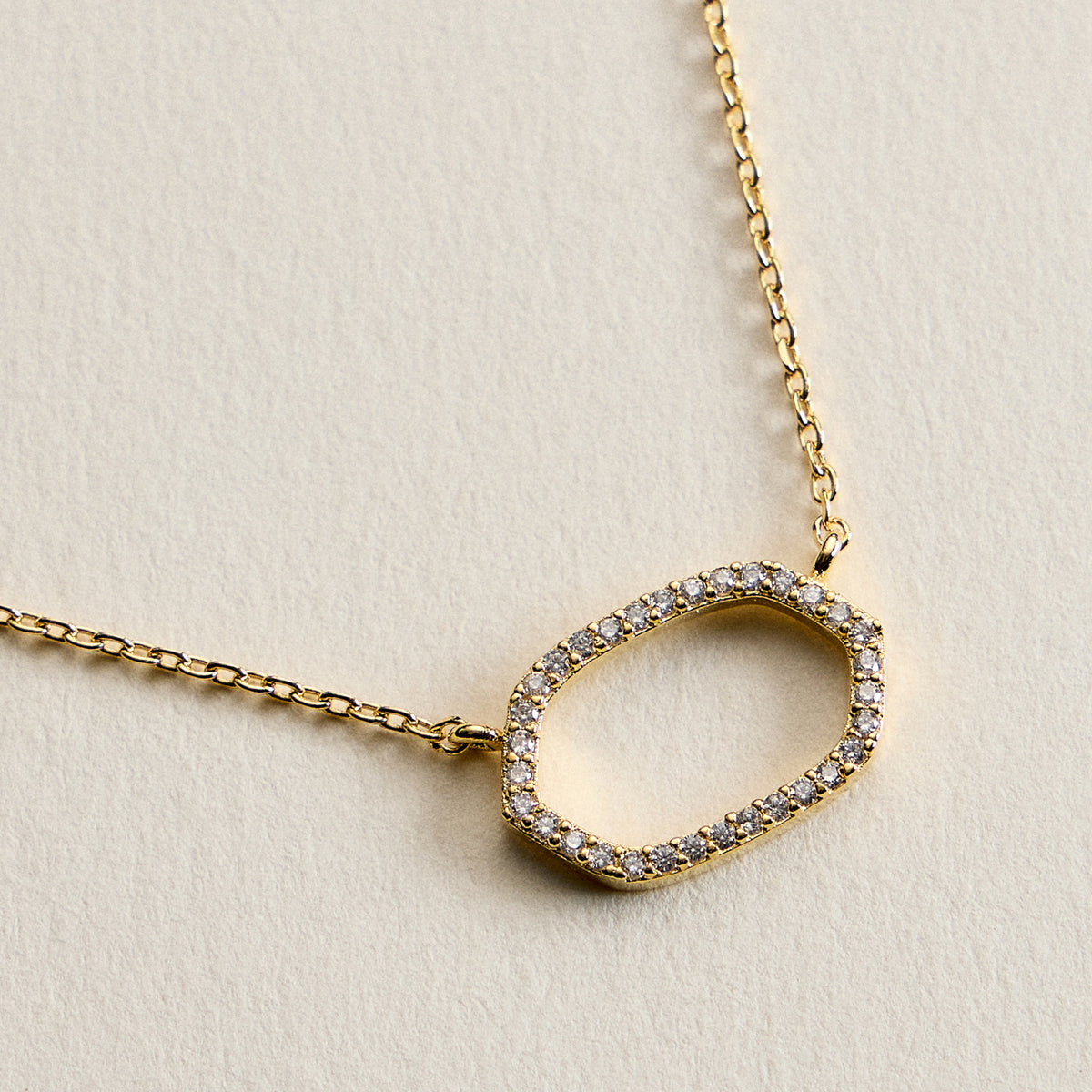 18K Gold Filled CZ Oval Pendant Necklace – Dainty Pave Oval Necklace Made In Korea