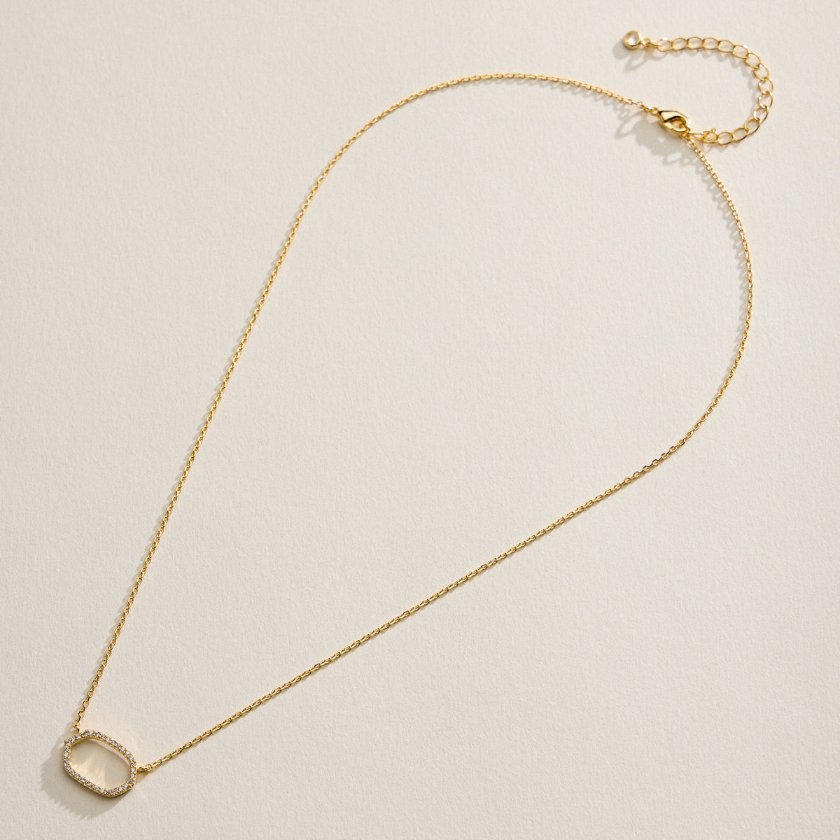 18K Gold Filled CZ Oval Pendant Necklace – Dainty Pave Oval Necklace Made In Korea