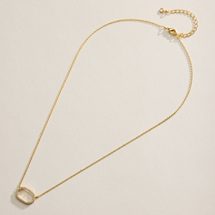 18K Gold Filled CZ Oval Pendant Necklace – Dainty Pave Oval Necklace Made In Korea