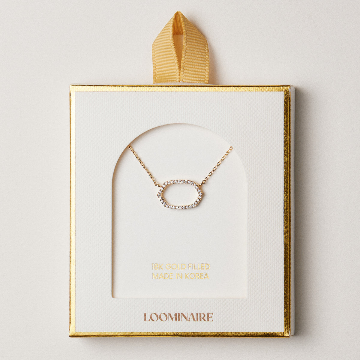 18K Gold Filled CZ Oval Pendant Necklace – Dainty Pave Oval Necklace Made In Korea