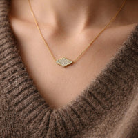 18K Gold Filled CZ Quatrefoil Necklace – Dainty Clover Pendant Necklace Made In Korea
