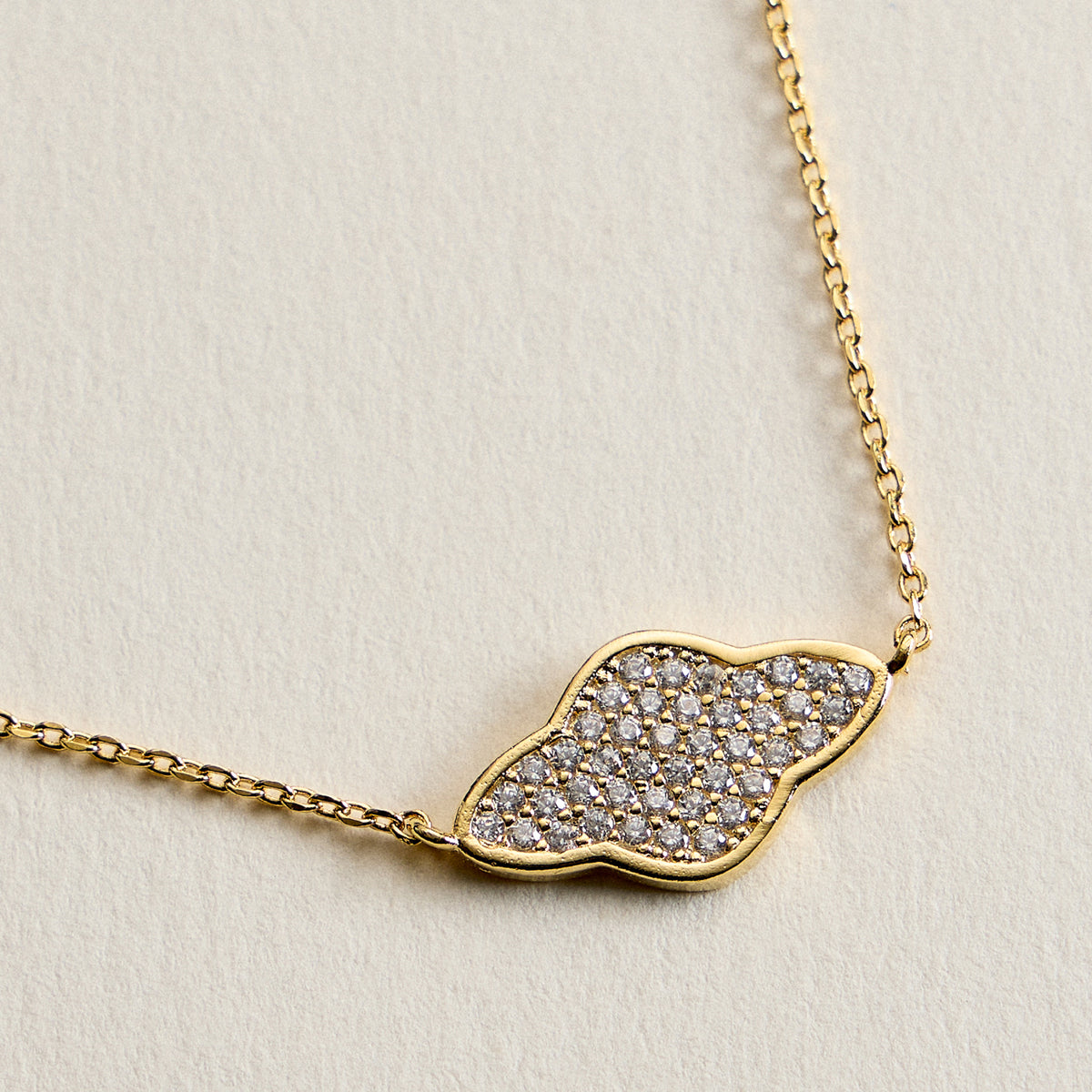 18K Gold Filled CZ Quatrefoil Necklace – Dainty Clover Pendant Necklace Made In Korea