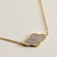18K Gold Filled CZ Quatrefoil Necklace – Dainty Clover Pendant Necklace Made In Korea