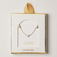 18K Gold Filled CZ Heart Station Necklace – Dainty Heart Charm Necklace Made In Korea