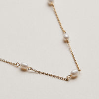 Gold Dipped Sienna Pearl Station Necklace with Fresh water pearls