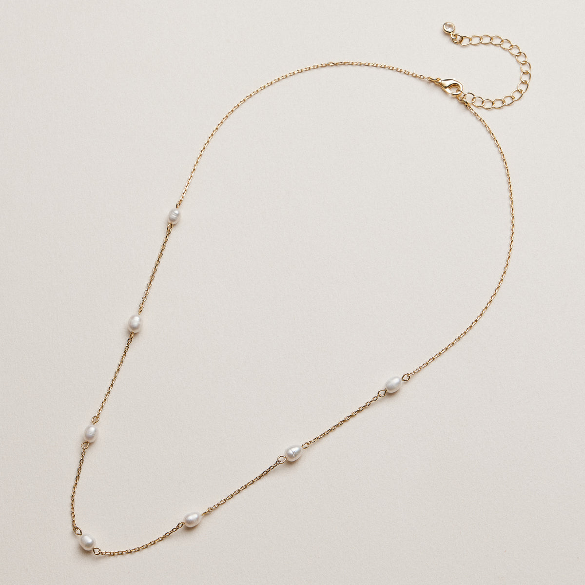 Gold Dipped Sienna Pearl Station Necklace with Fresh water pearls