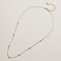 Gold Dipped Sienna Pearl Station Necklace with Fresh water pearls