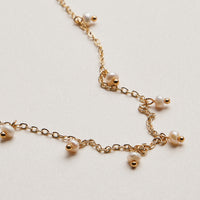 Golden Dew Pearl Dangle Necklace with fresh water pearls