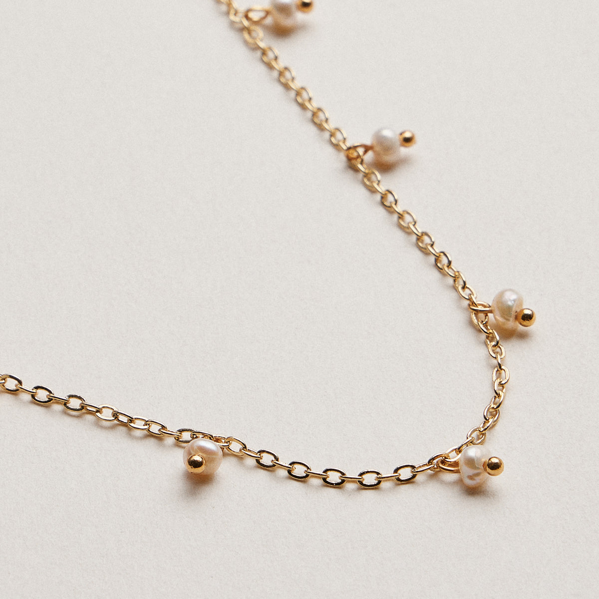 Golden Dew Pearl Dangle Necklace with fresh water pearls