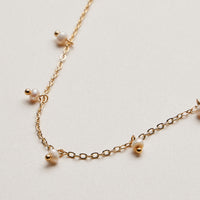 Golden Dew Pearl Dangle Necklace with fresh water pearls