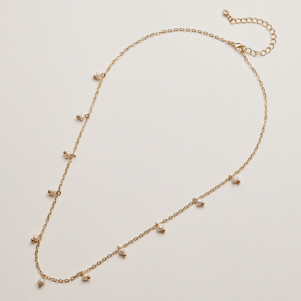 Golden Dew Pearl Dangle Necklace with fresh water pearls