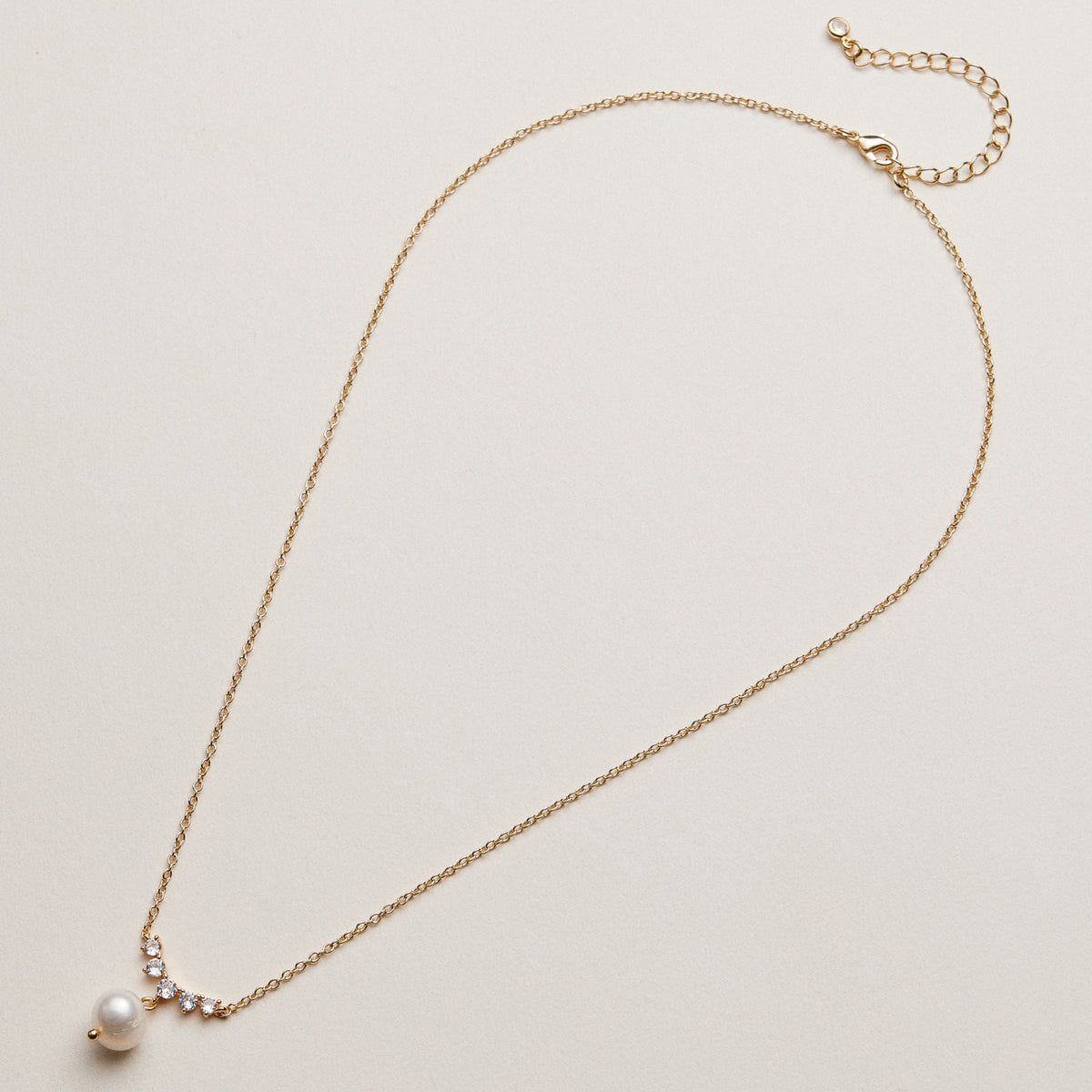 Celeste Pearl Drop Necklace – Gold Dipped CZ Accent