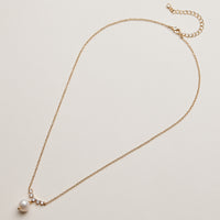 Celeste Pearl Drop Necklace – Gold Dipped CZ Accent