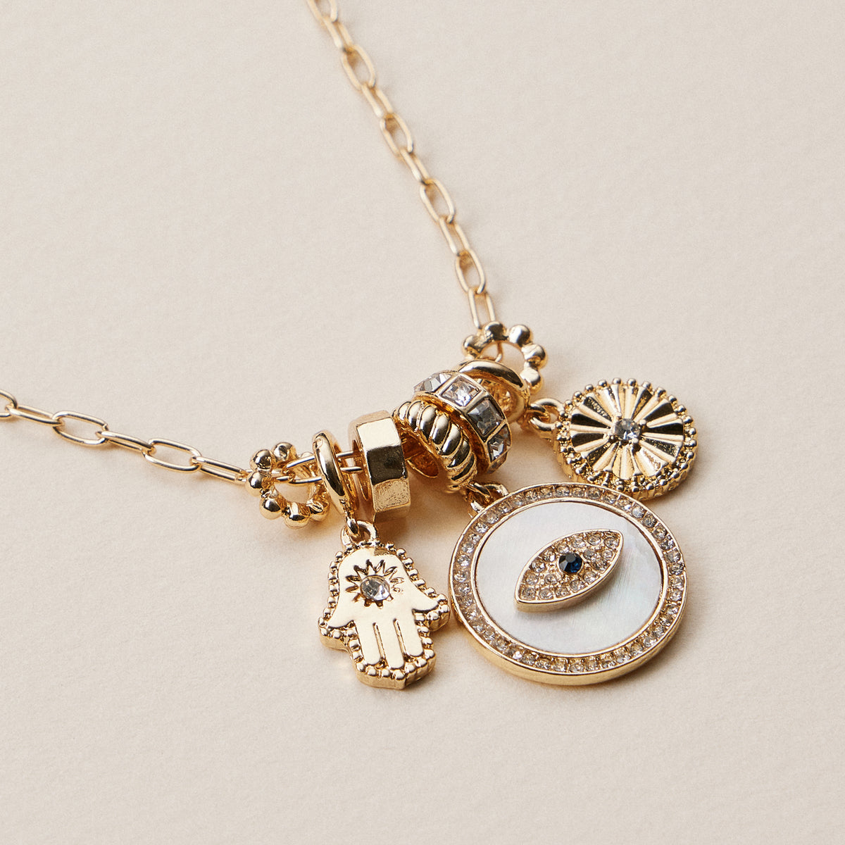 Gold Dipped Symbolic Multi Charm Necklace Collection