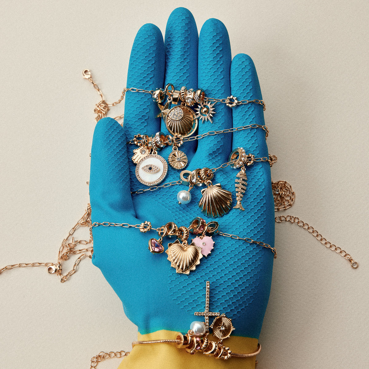 Gold Dipped Symbolic Multi Charm Necklace Collection