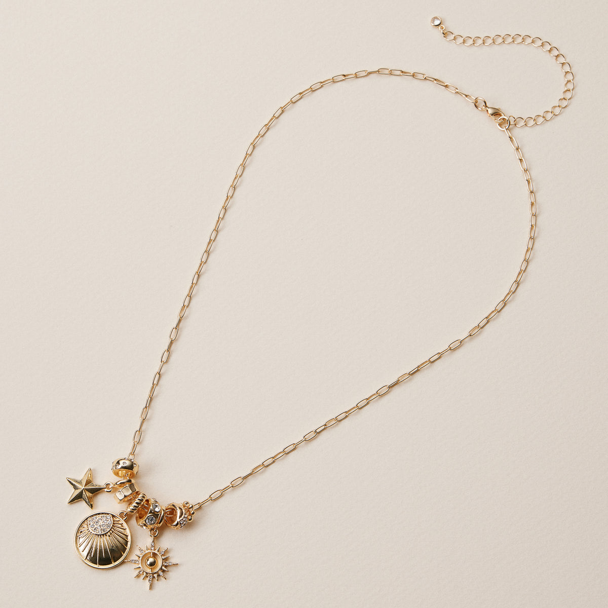 Gold Dipped Symbolic Multi Charm Necklace Collection