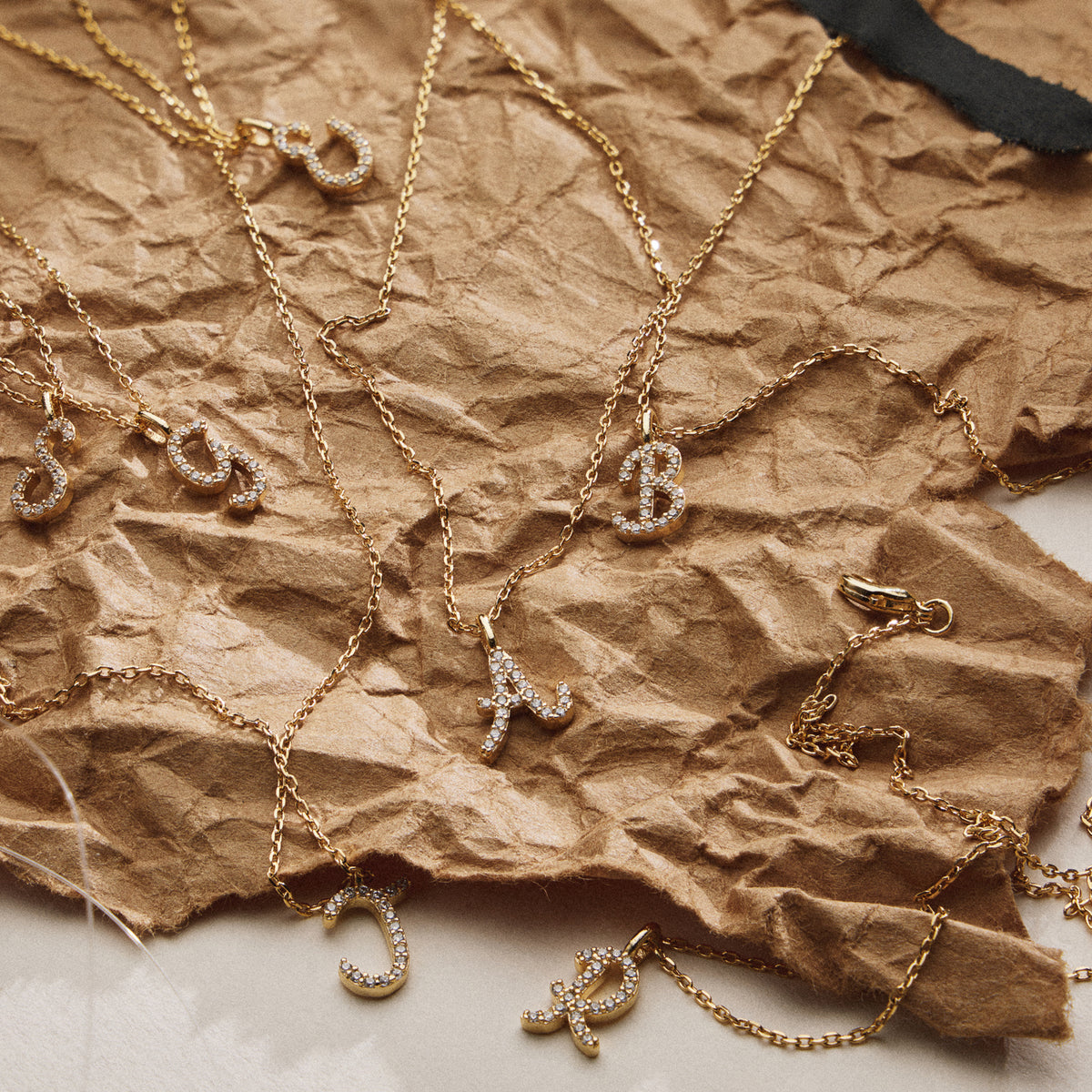 18K Gold Filled Pave Initial  Pendant Necklace