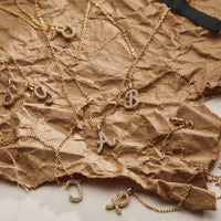 18K Gold Filled Pave Initial  Pendant Necklace