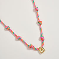 Colorful Knotted Cord Initial Necklace – Gold Letter Charm Adjustable Friendship Necklace