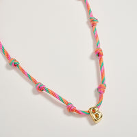 Colorful Knotted Cord Initial Necklace – Gold Letter Charm Adjustable Friendship Necklace