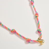 Colorful Knotted Cord Initial Necklace – Gold Letter Charm Adjustable Friendship Necklace